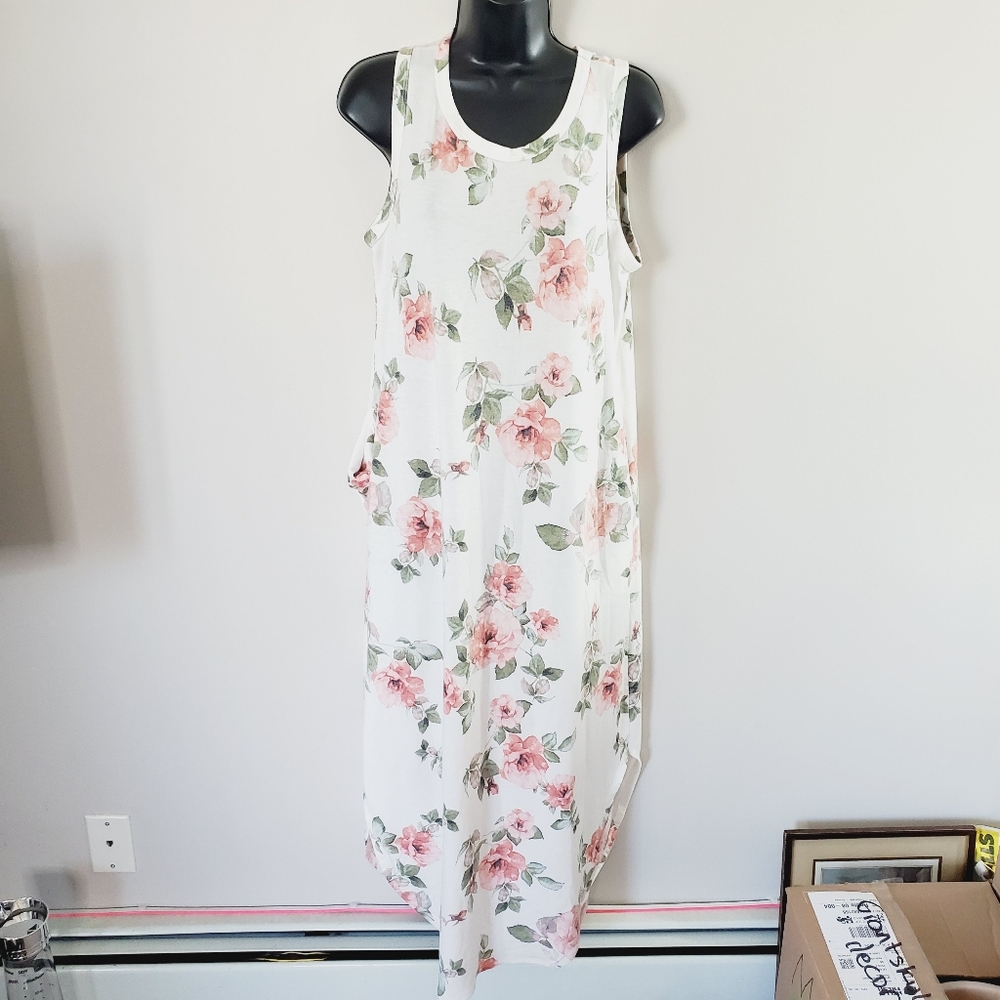 S2 Oddy Floral Rose Maxi Stretch Boho Pocket Dress M